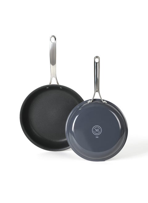 MARTHA STEWART Lockton 2 Piece 10  12 Heavy Gauge Aluminum Premium Nonstick Fry Pan Set  Grey
