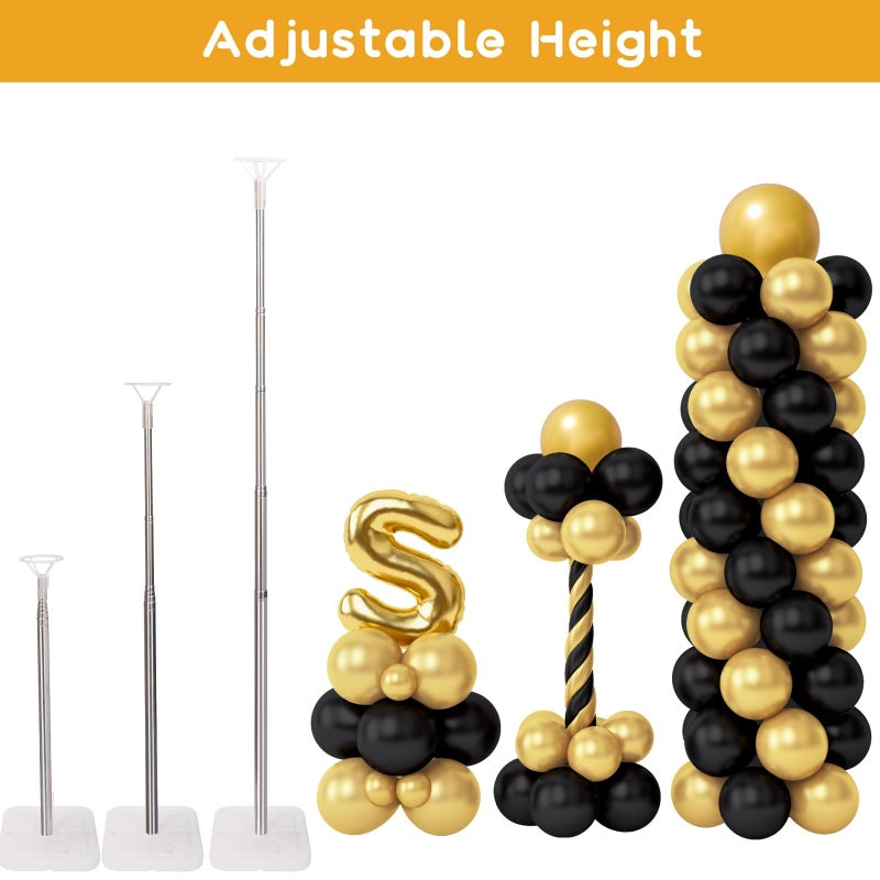 RUBFAC Balloon Column Stand Kit, Set of 2, 6.6ft Height Adjustable Column Kit, Metal Telescopic Pillar Balloon Stand, Birthday Party, Graduation, Wedding Christmas Decorations, White and Silver - Image 4