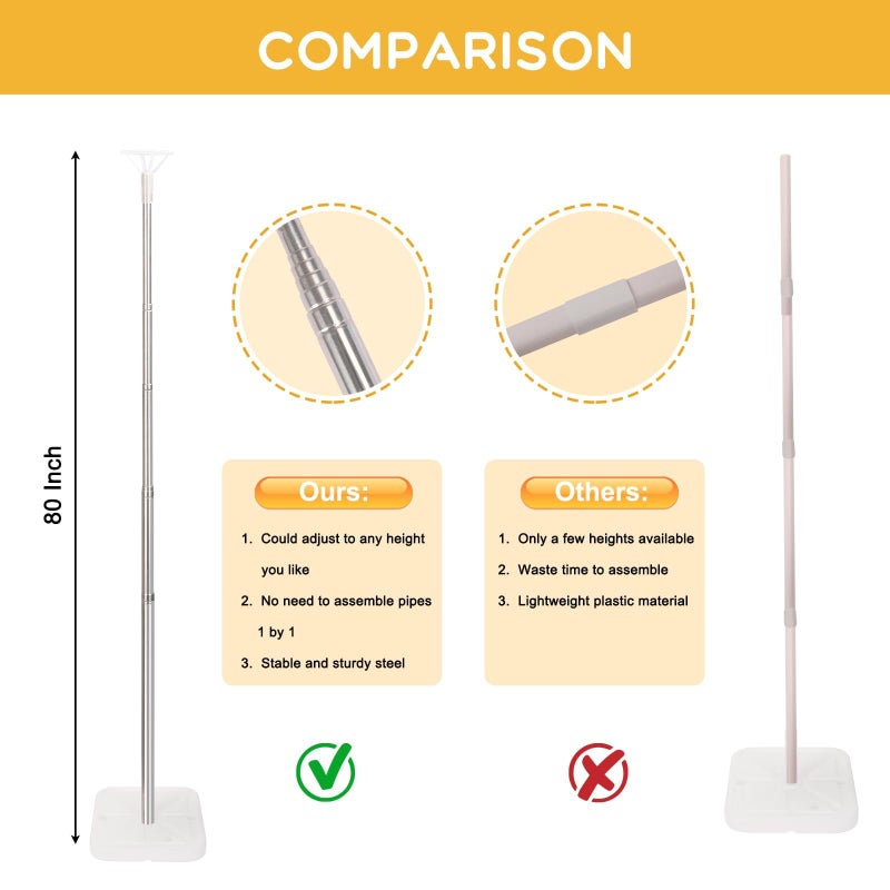 RUBFAC Balloon Column Stand Kit, Set of 2, 6.6ft Height Adjustable Column Kit, Metal Telescopic Pillar Balloon Stand, Birthday Party, Graduation, Wedding Christmas Decorations, White and Silver - Image 3