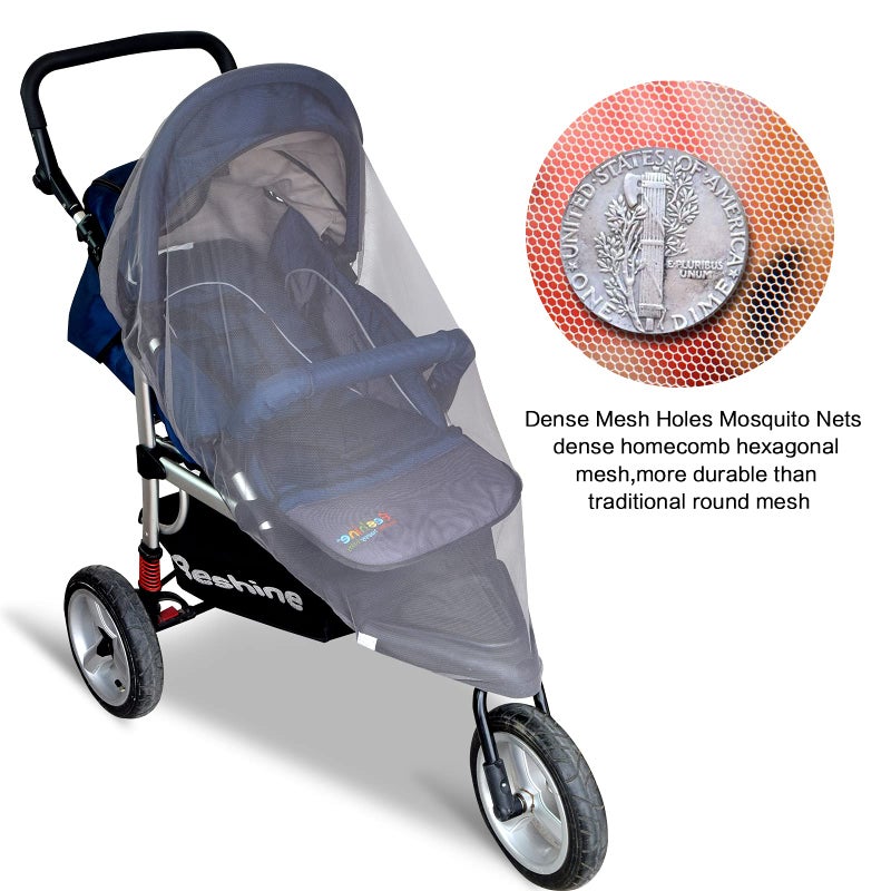 Wanateber Mosquito Net for Stroller - Grey Sun Shade Protection Infant Stroller Mosquito Net and Car Seat - 2Pack Portable Bug Netting (Grey) - Image 2