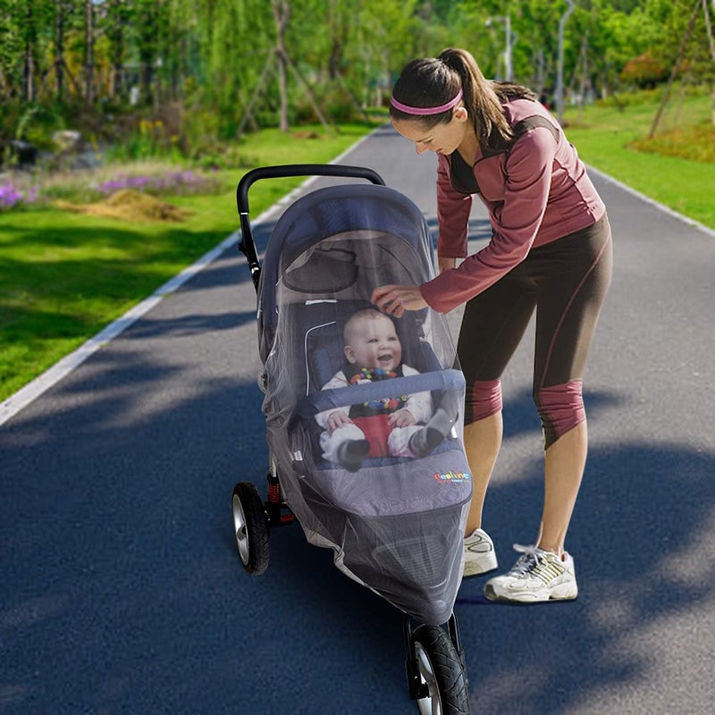 Wanateber Mosquito Net for Stroller - Grey Sun Shade Protection Infant Stroller Mosquito Net and Car Seat - 2Pack Portable Bug Netting (Grey) - Image 5