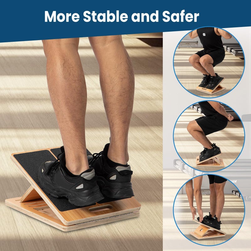 StrongTek 13â€ Wide Portable Wooden Slant Board, 5-Level Incline (15Â°-35Â°), Lower Grip Handle, Beginner & Rehab Friendly, Non-Slip Surface for Calf Stretching, Squats, Physical Therapy - Image 5