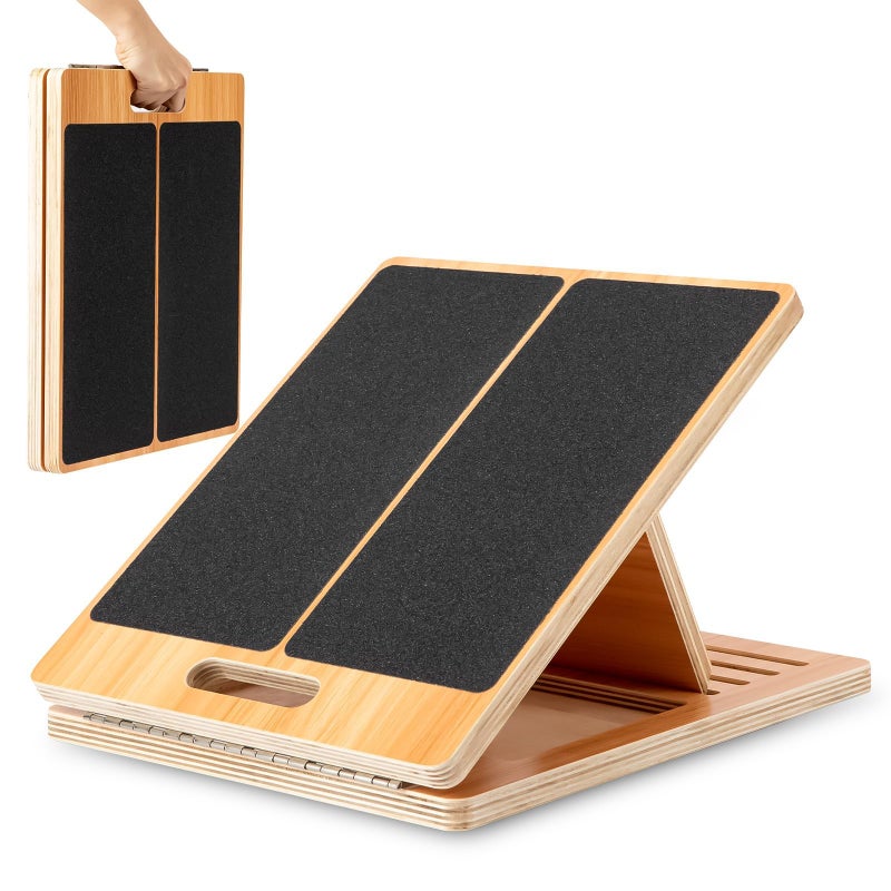 StrongTek 13â€ Wide Portable Wooden Slant Board, 5-Level Incline (15Â°-35Â°), Lower Grip Handle, Beginner & Rehab Friendly, Non-Slip Surface for Calf Stretching, Squats, Physical Therapy - Image 1