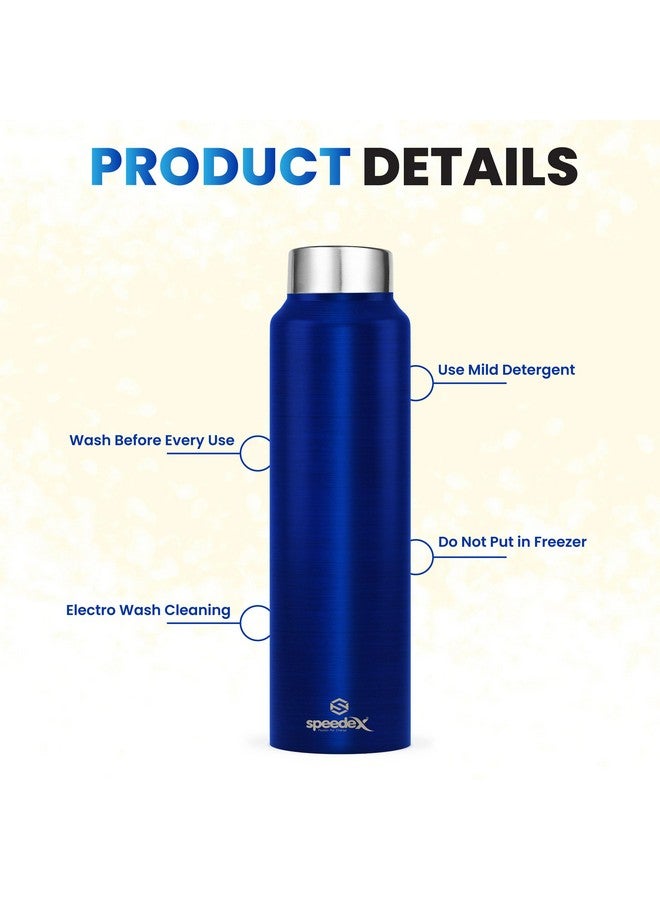 Speedex Stainless Steel Water Bottle 1 Ltr For Kids, Boys, Girls, 1 Litre Bottles for Gym, Sports, Fridge Use, School & Office (Steel Cap - Set of 1, Dark Blue) - Image 4