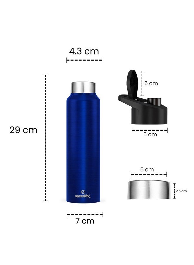 Speedex Stainless Steel Water Bottle 1 Ltr For Kids, Boys, Girls, 1 Litre Bottles for Gym, Sports, Fridge Use, School & Office (Steel Cap - Set of 1, Dark Blue) - Image 2