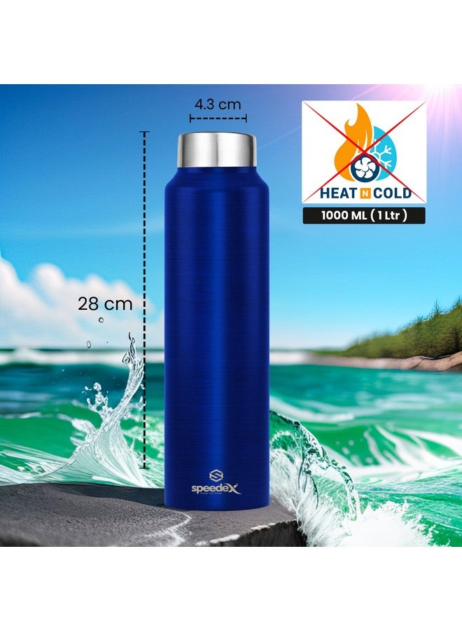 Speedex Stainless Steel Water Bottle 1 Ltr For Kids, Boys, Girls, 1 Litre Bottles for Gym, Sports, Fridge Use, School & Office (Steel Cap - Set of 1, Dark Blue) - Image 3