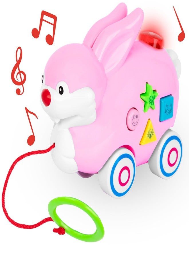 ArtCreativity Bunny Pull Toy for Toddlers with Lights, Music, and 4 Animal Sounds - Learning Toy with Shapes and Colors - Image 1
