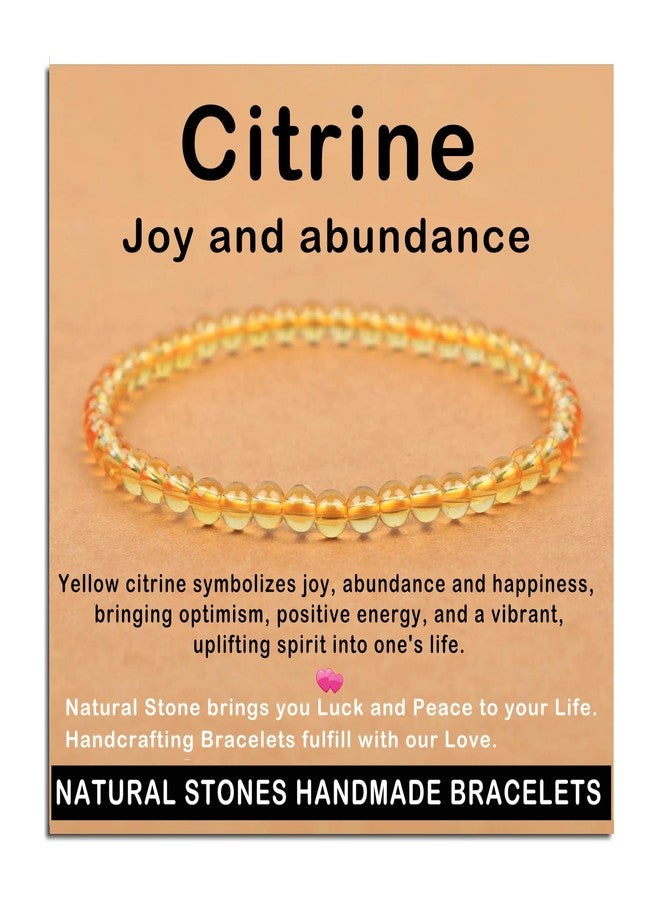 AD Beads Handmade Gemstone Stretch Elastic Bracelet Crystal Healing Reiki Nature's Beauty and Spiritual Essence Unisex (4mm, Citrine (Joy and abundance)) - Image 1