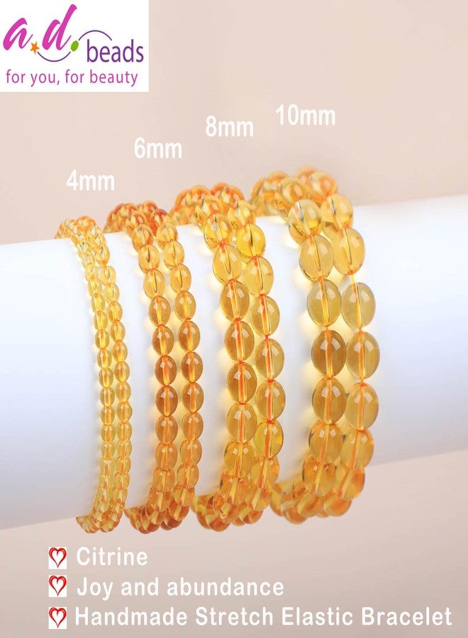 AD Beads Handmade Gemstone Stretch Elastic Bracelet Crystal Healing Reiki Nature's Beauty and Spiritual Essence Unisex (4mm, Citrine (Joy and abundance)) - Image 2