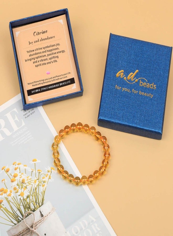 AD Beads Handmade Gemstone Stretch Elastic Bracelet Crystal Healing Reiki Nature's Beauty and Spiritual Essence Unisex (4mm, Citrine (Joy and abundance)) - Image 5