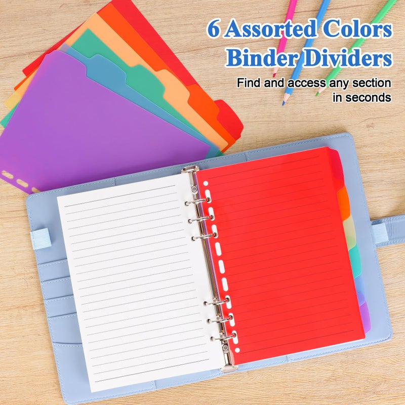 Antner A5 Lined Refill Paper 6 Hole Planner Inserts for A5 6 Ring Binder, 135 Sheets Wide Ruled Lined Filler Paper Loose Leaf Refills with 12PCS Binder Dividers for Refillable Notebook, Bullet Journal - Image 5