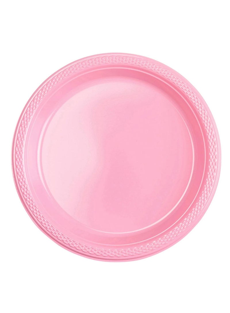 Amscan Party Special 7 Inch Dessert Food Grade Plastic Plates - Pack of 20. - PINK 