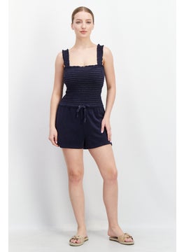 Juicy Couture Women Shirred Sleeveless Playsuit, Navy  - Image 2