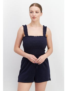 Juicy Couture Women Shirred Sleeveless Playsuit, Navy  - Image 1