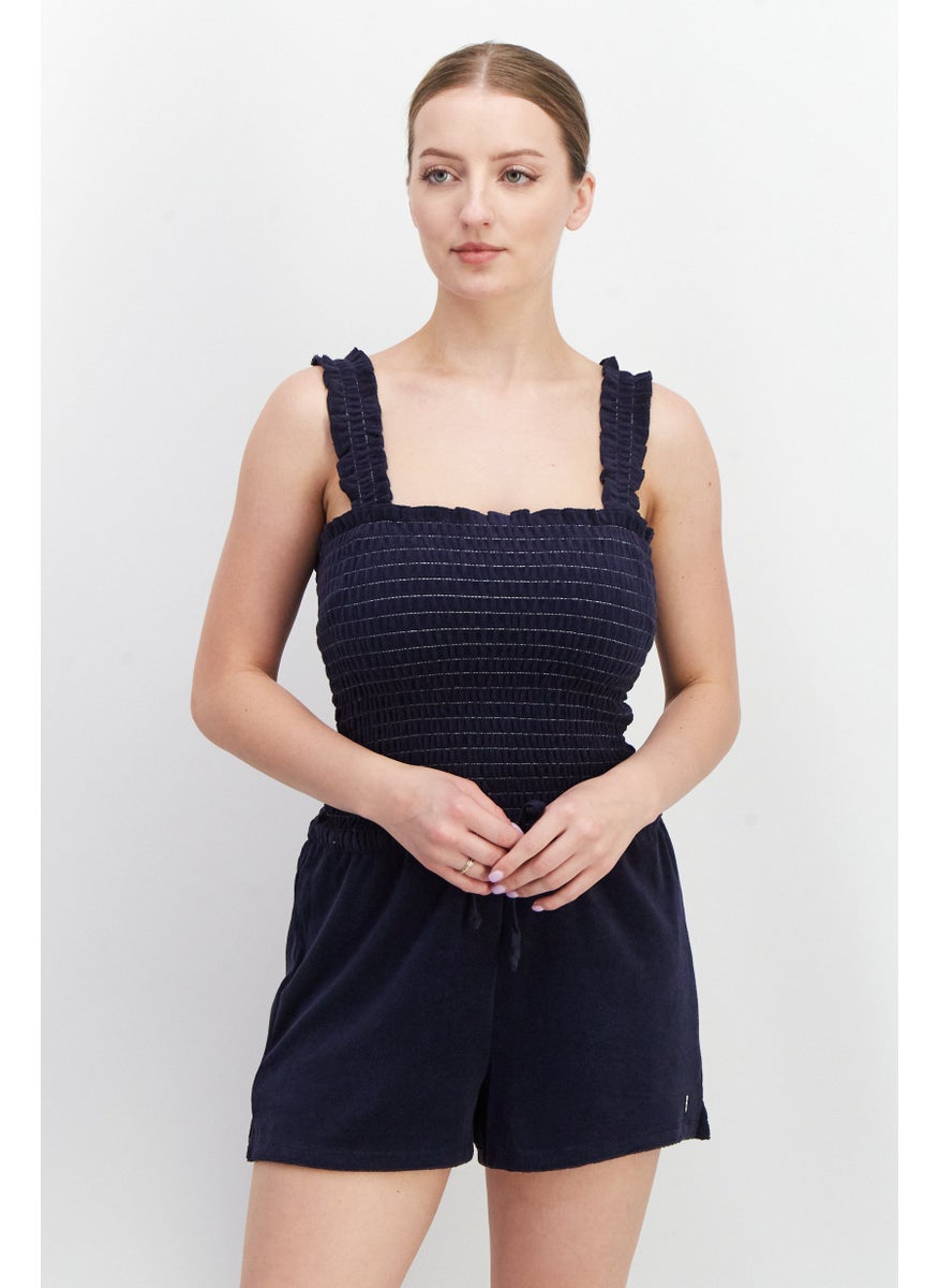 Juicy Couture Women Shirred Sleeveless Playsuit, Navy  - Image 1