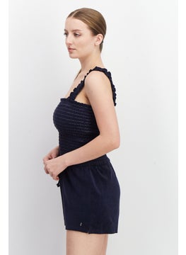 Juicy Couture Women Shirred Sleeveless Playsuit, Navy  - Image 3