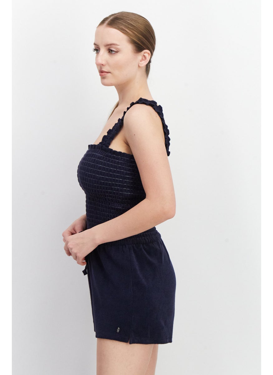 Juicy Couture Women Shirred Sleeveless Playsuit, Navy  - Image 3