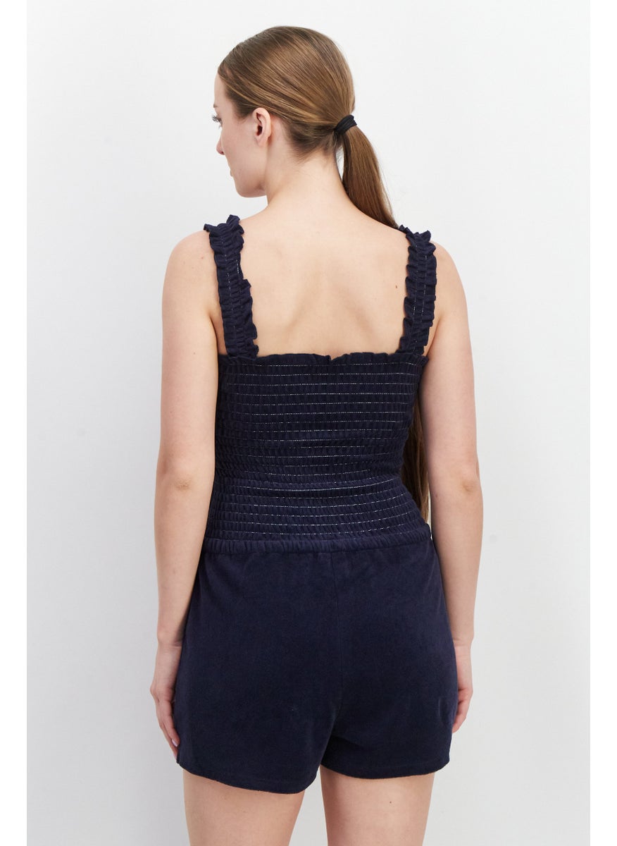 Juicy Couture Women Shirred Sleeveless Playsuit, Navy  - Image 4