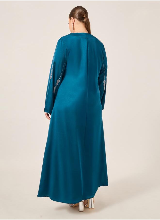 Styli - Plus Size Embellished Sweetheart Neck Jalabiya - Image 1