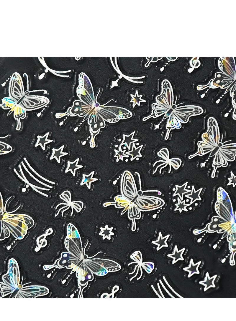5D Butterfly Nail Stickers 4 Sheets Self Adhesive Butterfly Engraving Nail Art Supplies DIY Nail Art Accessories For Women Girls - Image 3