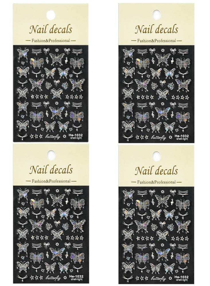 5D Butterfly Nail Stickers 4 Sheets Self Adhesive Butterfly Engraving Nail Art Supplies DIY Nail Art Accessories For Women Girls - Image 1