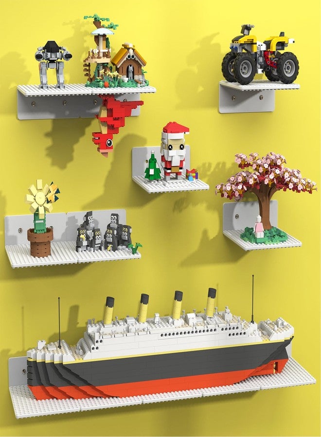 BlissBox 12-Pack Floating Shelves for Wall Compatible with Lego Building Bricks, 5x5.5inch Dual‑Sided 16x17 Studs for Toy Brick Storage and Display, ABS Display Shelves for Room Decor, White - Image 1