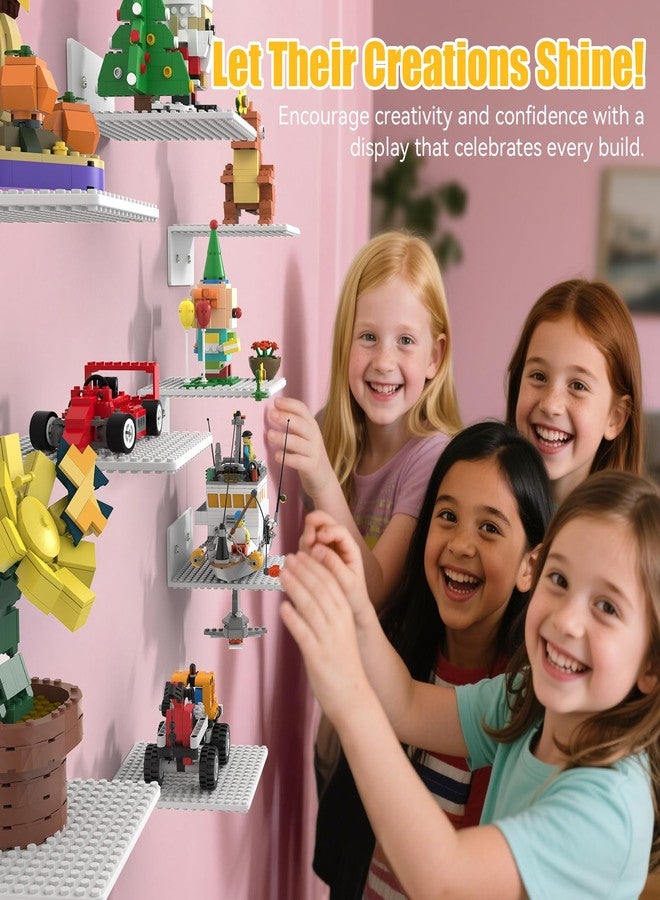BlissBox 12-Pack Floating Shelves for Wall Compatible with Lego Building Bricks, 5x5.5inch Dual‑Sided 16x17 Studs for Toy Brick Storage and Display, ABS Display Shelves for Room Decor, White - Image 3