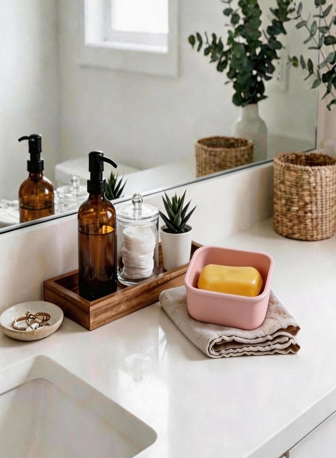 PUTING Travel Soap Case, Leakproof Soap Box Container, Square Shampoo Bar Case with Draining Layer, Slip-Resistant Portable Bar Soap Holder for Travel, Camp, Gym (Peach Pink) - Image 5