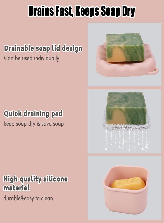 PUTING Travel Soap Case, Leakproof Soap Box Container, Square Shampoo Bar Case with Draining Layer, Slip-Resistant Portable Bar Soap Holder for Travel, Camp, Gym (Peach Pink) - Image 4