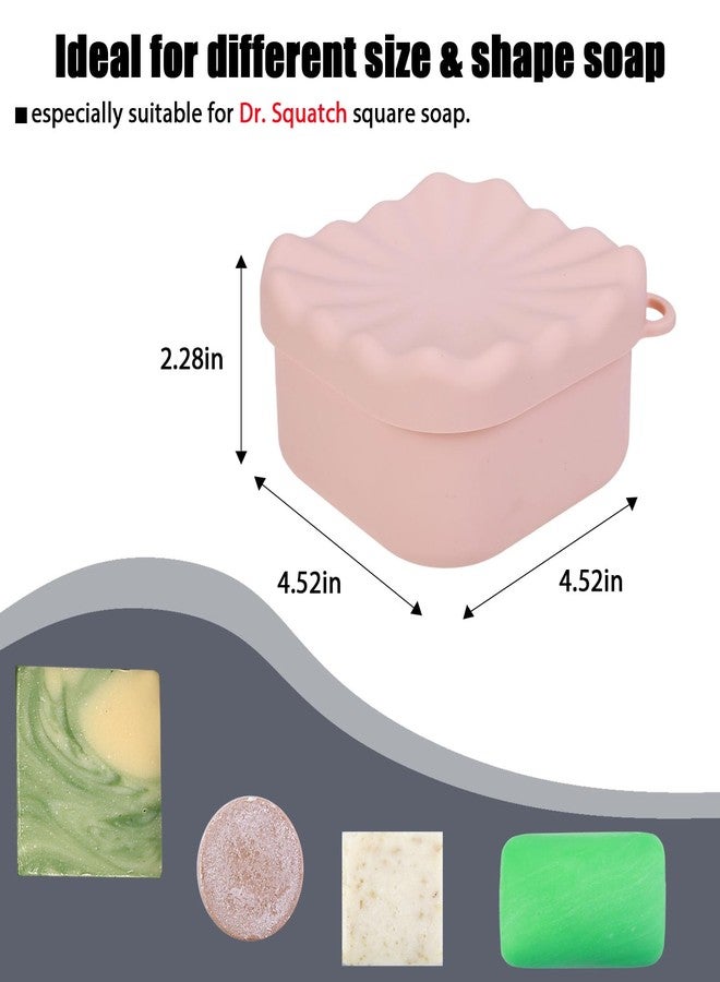 PUTING Travel Soap Case, Leakproof Soap Box Container, Square Shampoo Bar Case with Draining Layer, Slip-Resistant Portable Bar Soap Holder for Travel, Camp, Gym (Peach Pink) - Image 3
