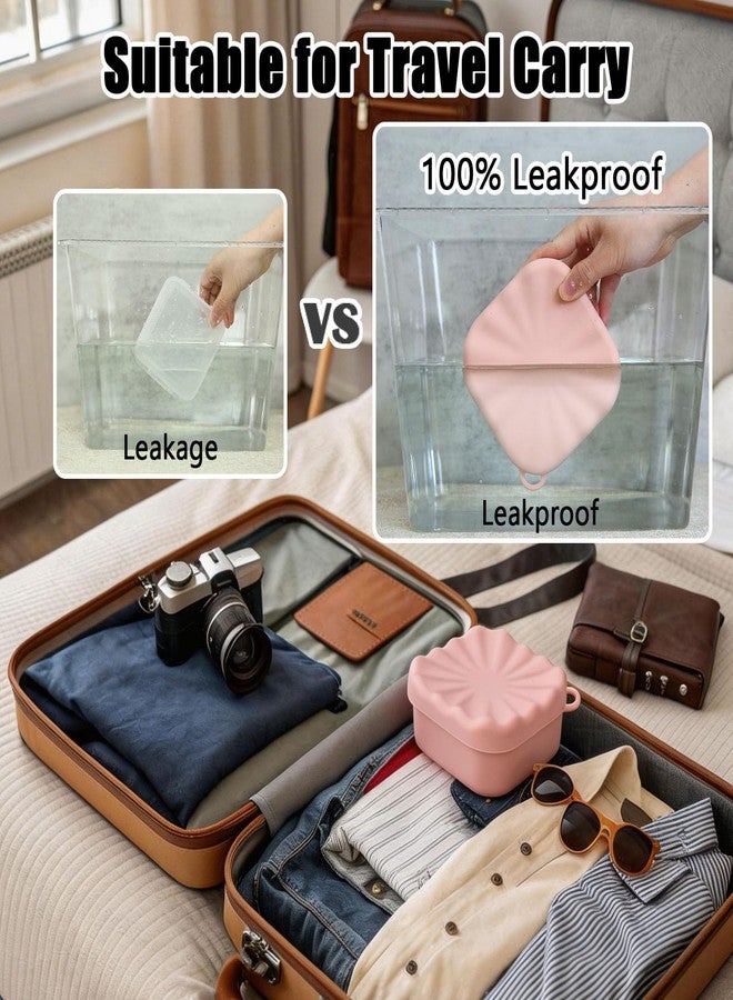 PUTING Travel Soap Case, Leakproof Soap Box Container, Square Shampoo Bar Case with Draining Layer, Slip-Resistant Portable Bar Soap Holder for Travel, Camp, Gym (Peach Pink) - Image 2