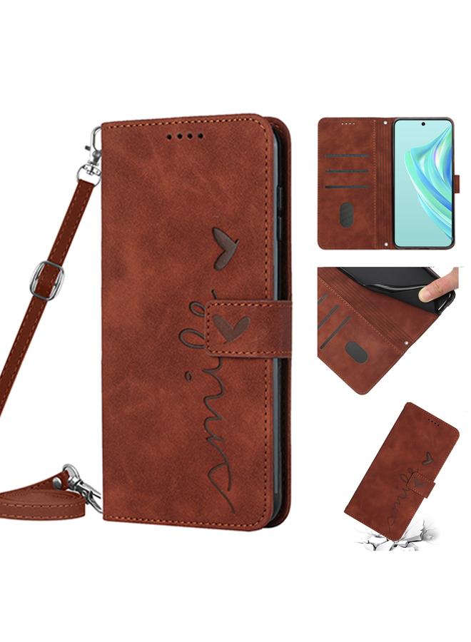 اس-توب جراب هاتف موتورولا موتو E13 مصنوع من الجلد بتصميم على شكل قلب مع حبل تعليق - Image 1