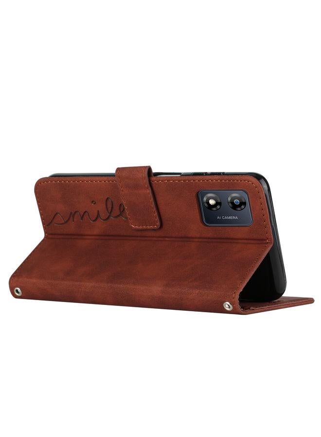 اس-توب جراب هاتف موتورولا موتو E13 مصنوع من الجلد بتصميم على شكل قلب مع حبل تعليق - Image 3