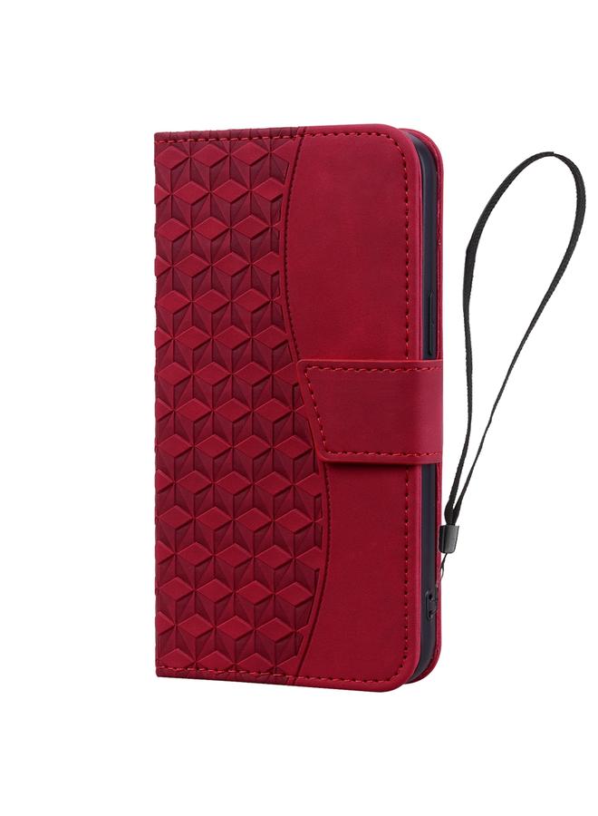 Zaboon Case For iPhone 13 Pro Business Diamond Buckle Leather Phone Case with Lanyard - Image 2