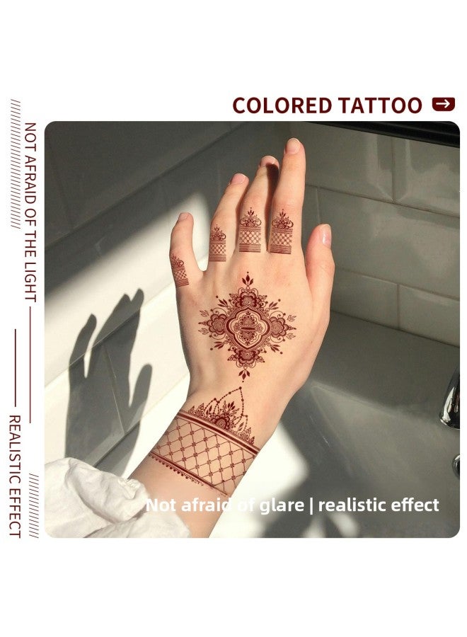 Mehendi Stickers Henna Mehendi stencil Tattoo Sticker for Hands Temporary Waterproof Mehndi Tattoo Body Art for Women & Girls - Image 4