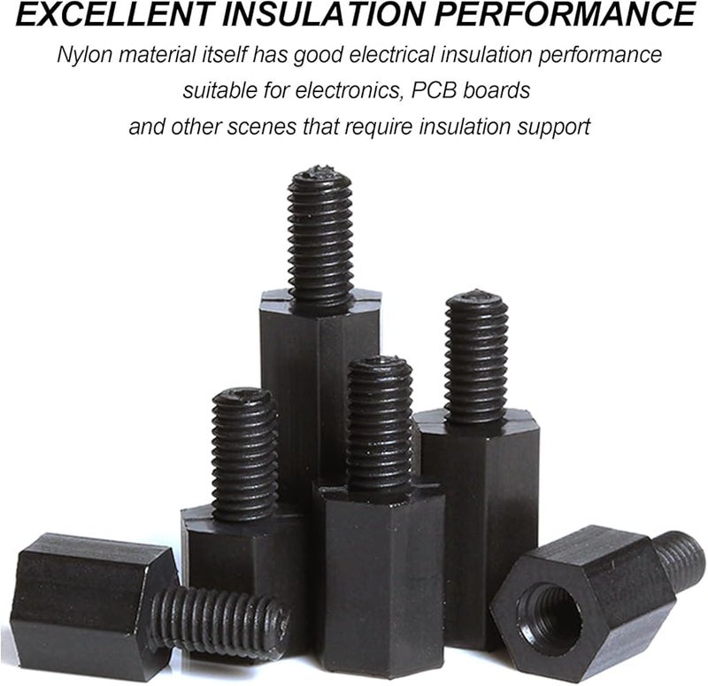 M4 Nylon Hex Spacer Standoffs 18mm 6mm Black 100Pcs For PCB Motherboard LED DIY - Image 5