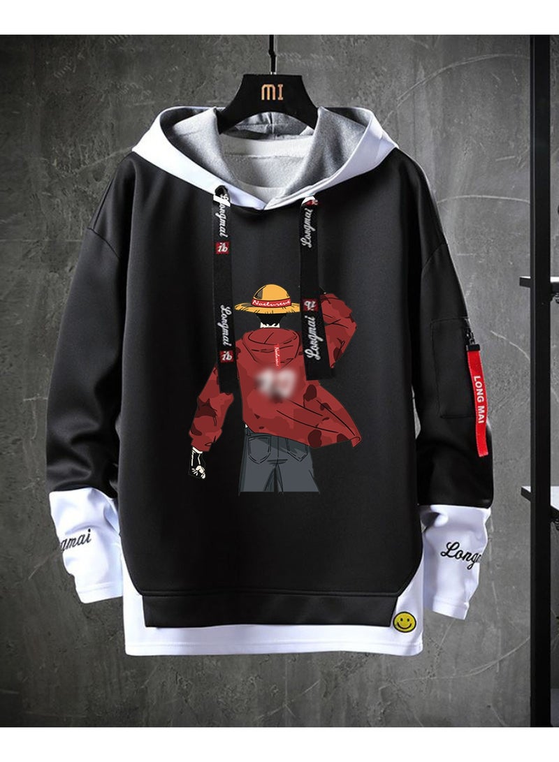 KUYING New One Piece Splicing Casual Loose Hoodie  - Image 1