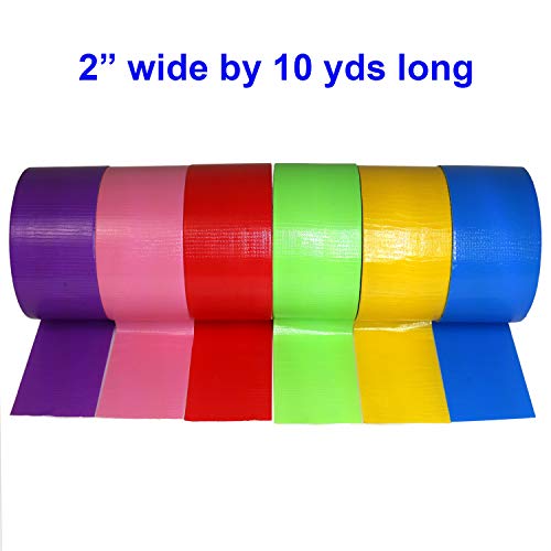 Giftexpress 6 Assorted Colored Duct Tapes - Multi Purposes Bright Colors Tapes Great for Do It Yourself Art Home School Office Assorted Colors 2" Roll by 10 yds - Image 5