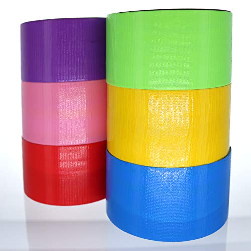 Giftexpress 6 Assorted Colored Duct Tapes - Multi Purposes Bright Colors Tapes Great for Do It Yourself Art Home School Office Assorted Colors 2" Roll by 10 yds - Image 4