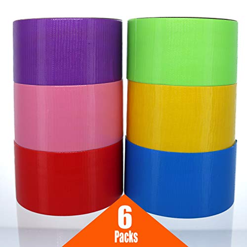 Giftexpress 6 Assorted Colored Duct Tapes - Multi Purposes Bright Colors Tapes Great for Do It Yourself Art Home School Office Assorted Colors 2" Roll by 10 yds - Image 2