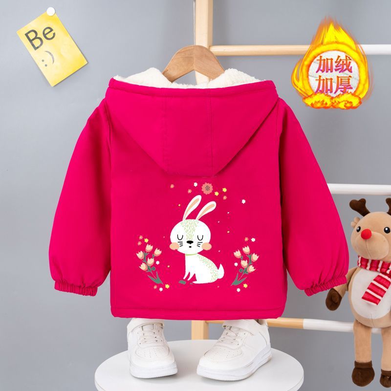 Girls Plus Velvet Jacket Baseball Suit Sports Children'S Jacket Girls Hooded Top Winter Clothes - Image 3
