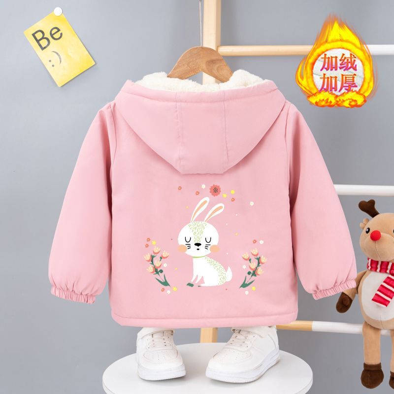 Girls Plus Velvet Jacket Baseball Suit Sports Children'S Jacket Girls Hooded Top Winter Clothes - Image 2