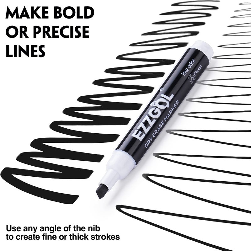 Ezzgol Dry Erase Markers Bulk, 72 Pack Black Low Odor Whiteboard Markers - Image 2