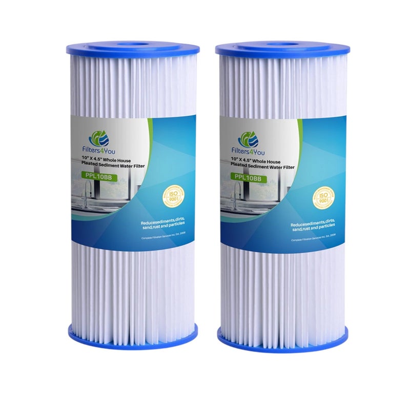 CFS  2 Pack Pleated PreFiltration Sediment Water Filter Cartridges Compatible with GE FXHSC Models  Removes Taste  Odor  Whole House Replacement Water Filter Cartridge