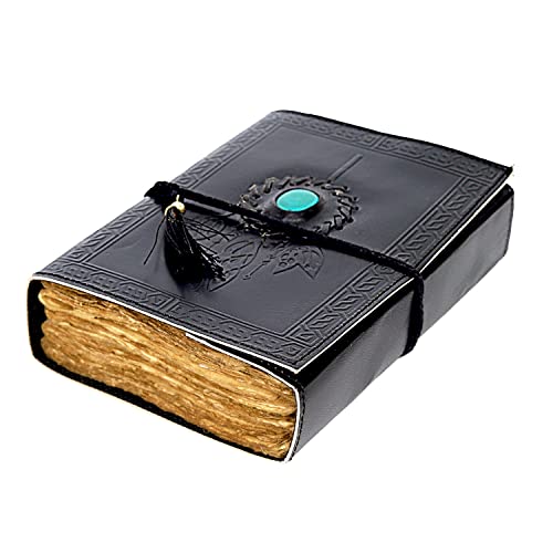 CREATIVE LEATHER ART Vintage Journal, Leather Journal, Leather Notebook, Dream Catchers Journal With Stone, 200 Pages Deckle Edge Paper Journal, Leather Journal for Men, Leather Journal for Women (Black) - Image 5