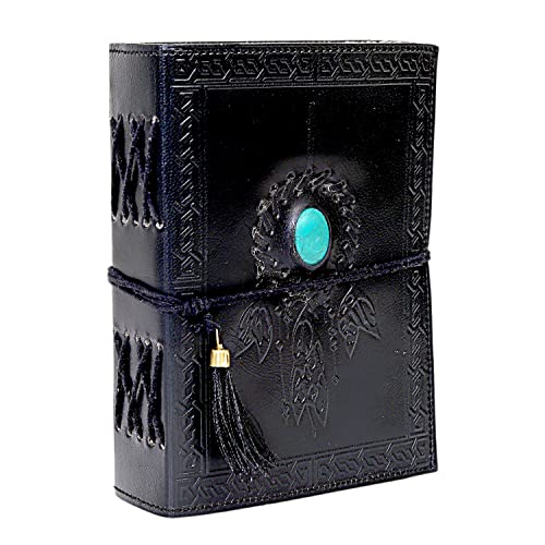 CREATIVE LEATHER ART Vintage Journal, Leather Journal, Leather Notebook, Dream Catchers Journal With Stone, 200 Pages Deckle Edge Paper Journal, Leather Journal for Men, Leather Journal for Women (Black) - Image 3