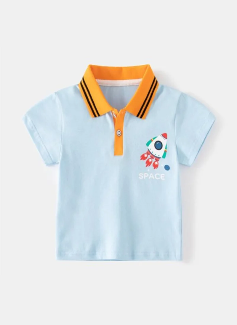 YUNIQEE Blue Polo Collar Neck Tshirt