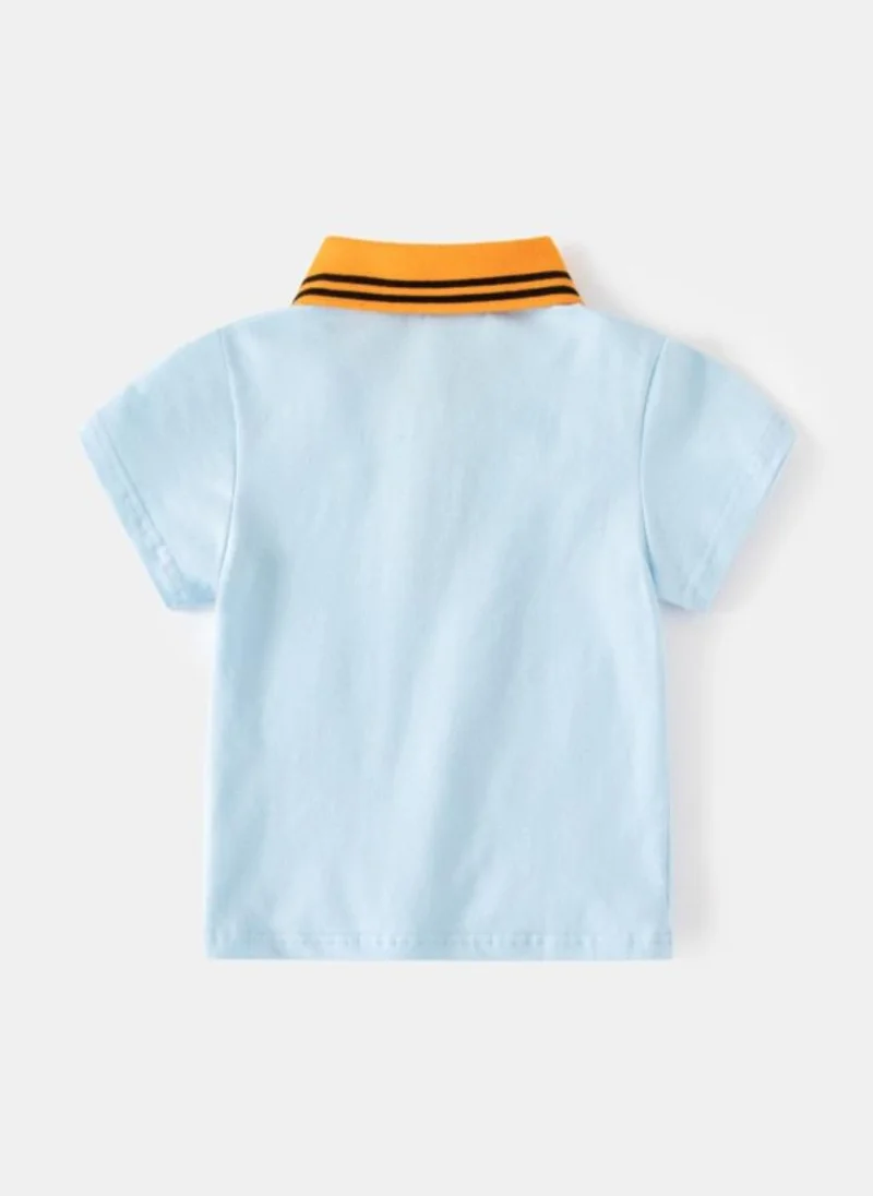 YUNIQEE Blue Polo Collar Neck Tshirt