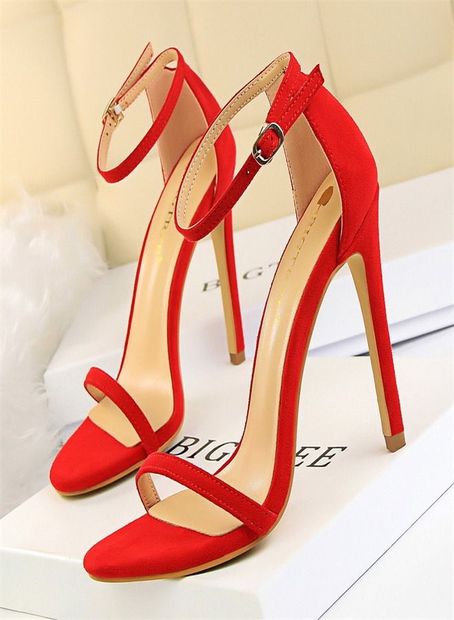 BIGTREE Open-Toed High-Heeled Sandals 11CM Red