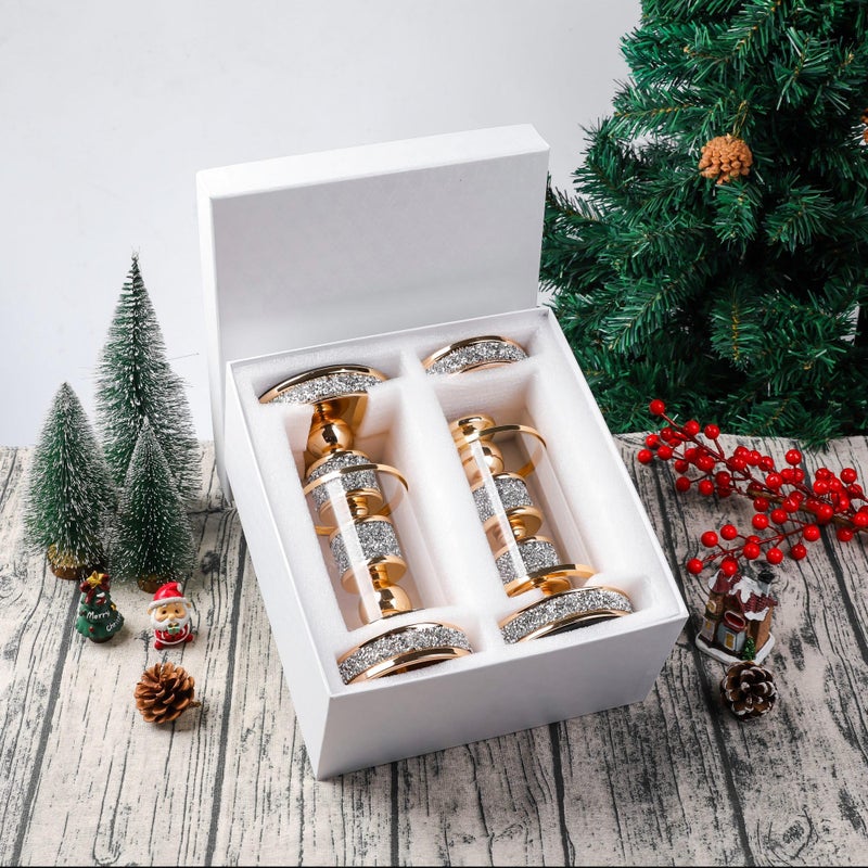 Dounx Pillar Candle Holder with Wind Proofï¼ŒMetal Hurricane Holders, Crystal Candle Holders for Table Centerpieces, Home Decor, Wedding, Dining Table (3, Gold, S+M+L) - Image 2